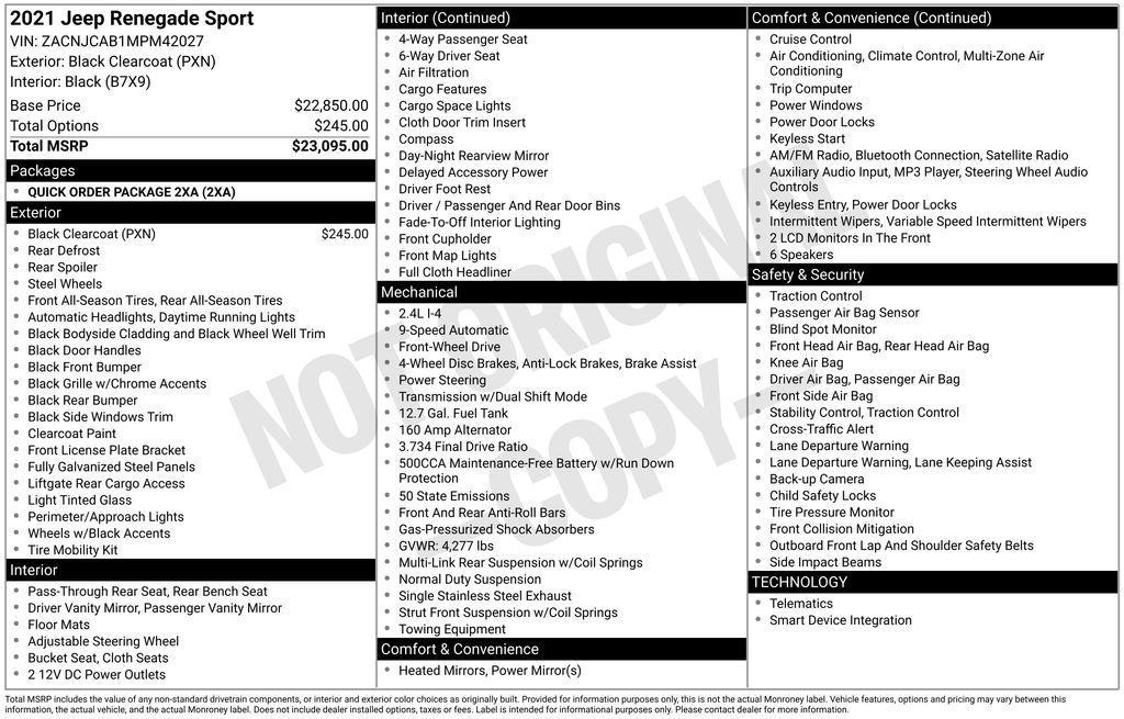 used 2021 Jeep Renegade car, priced at $12,772