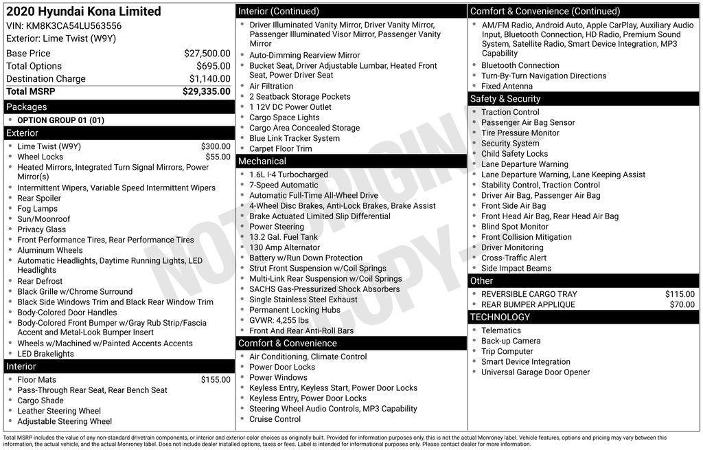 used 2020 Hyundai Kona car, priced at $14,990