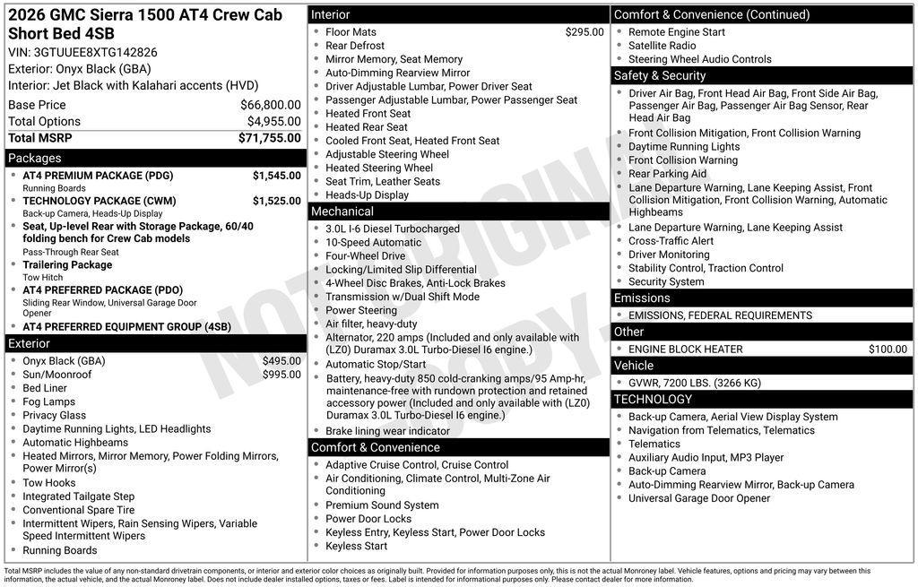 new 2026 GMC Sierra 1500 car, priced at $69,500