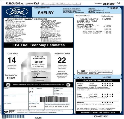 used 2010 Ford Shelby GT500 car, priced at $35,500