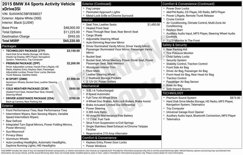 used 2015 BMW X4 car, priced at $20,000