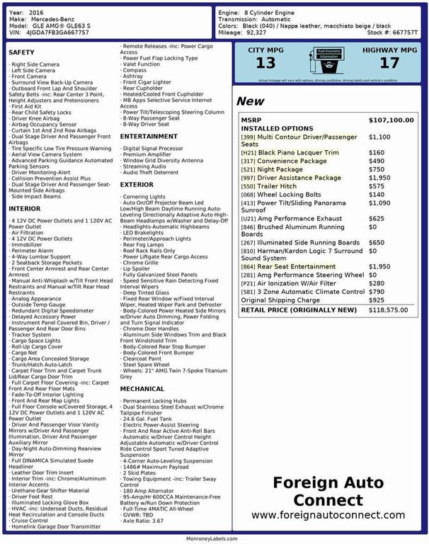 used 2016 Mercedes-Benz AMG GLE car, priced at $31,695