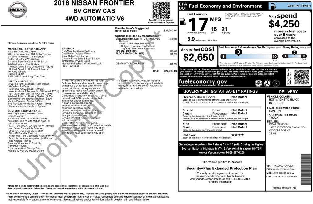 used 2016 Nissan Frontier car, priced at $16,695
