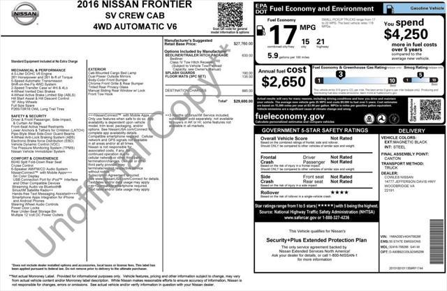 used 2016 Nissan Frontier car, priced at $18,599