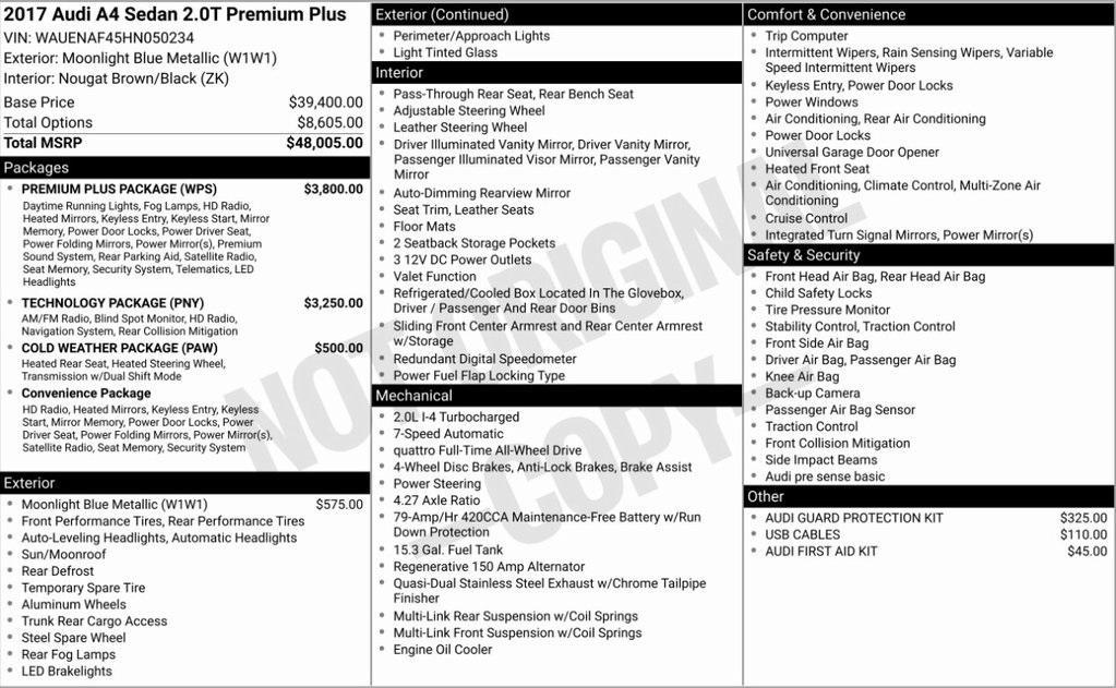 used 2017 Audi A4 car, priced at $14,500