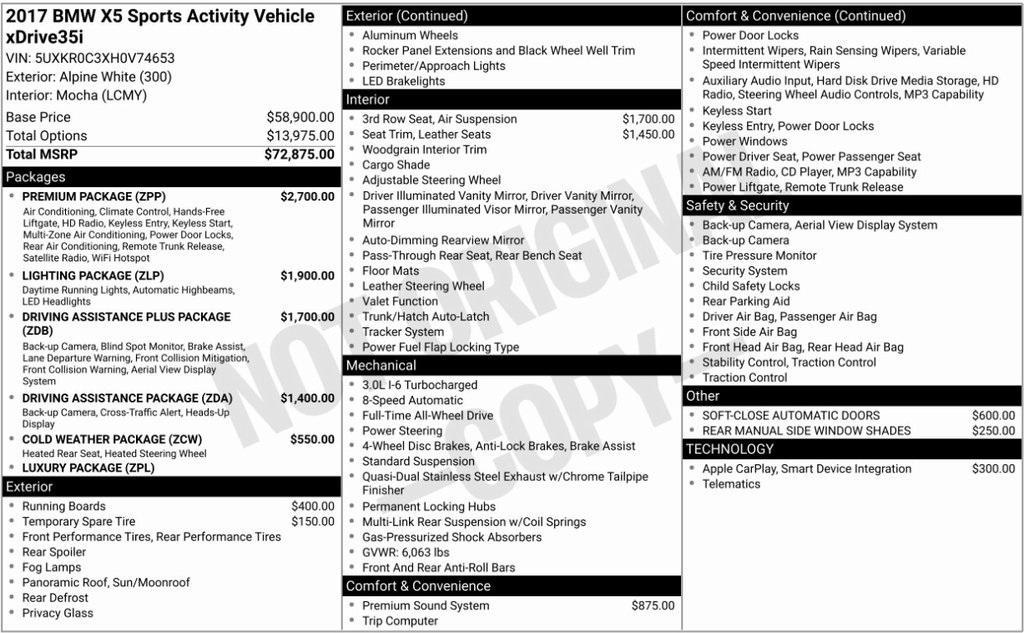 used 2017 BMW X5 car, priced at $21,350