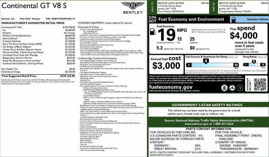 used 2015 Bentley Continental GT car, priced at $60,000