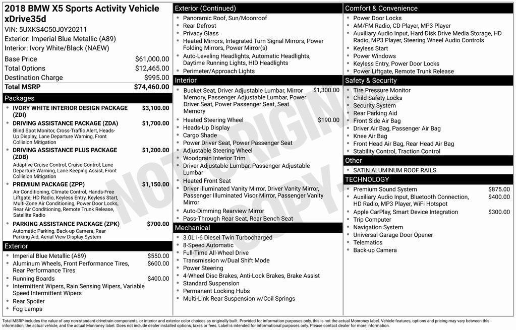 used 2018 BMW X5 car, priced at $22,750