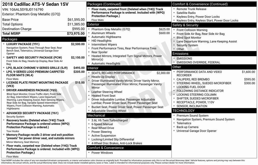 used 2018 Cadillac ATS-V car, priced at $43,999