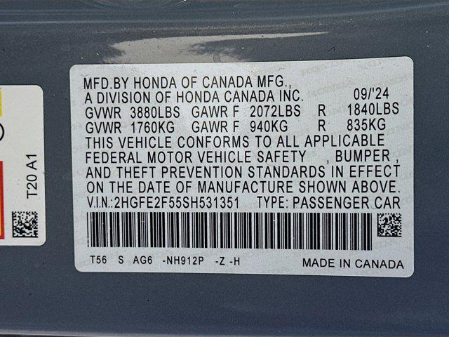 used 2025 Honda Civic car, priced at $24,487