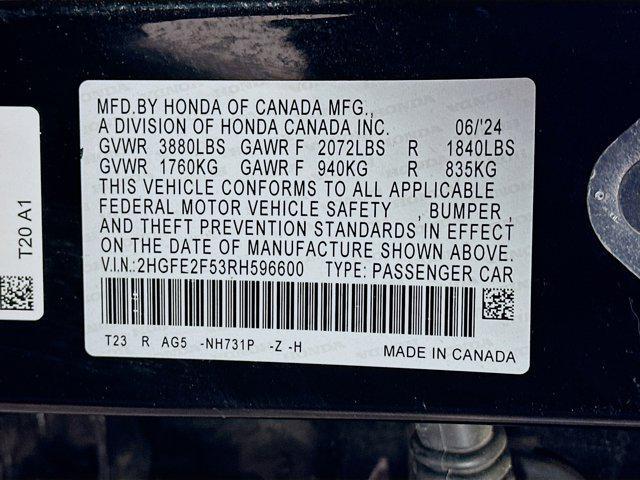 used 2024 Honda Civic car, priced at $25,597