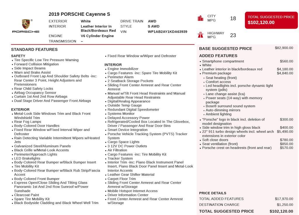 used 2019 Porsche Cayenne car, priced at $31,599