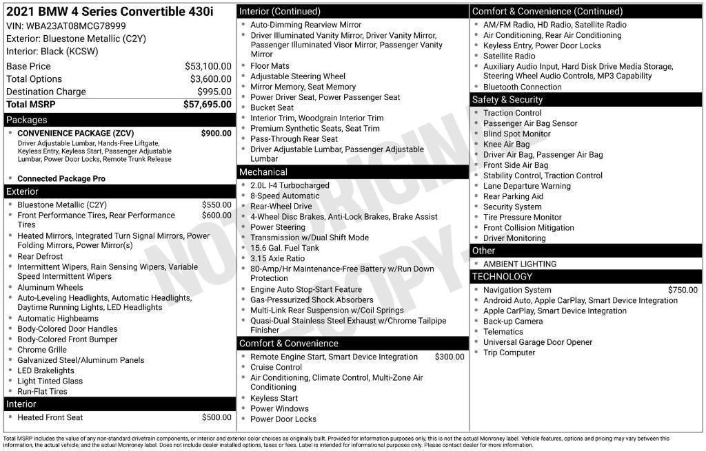 used 2021 BMW 430 car, priced at $34,991