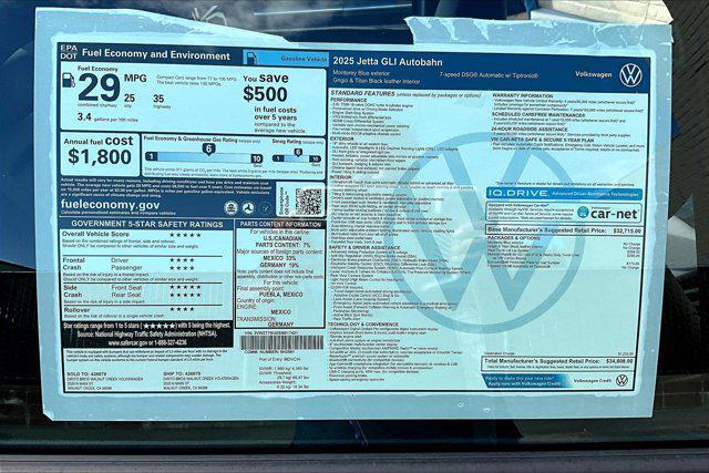 new 2025 Volkswagen Jetta GLI car, priced at $34,808