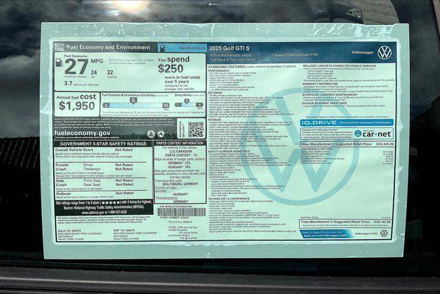 new 2025 Volkswagen Golf GTI car, priced at $34,143
