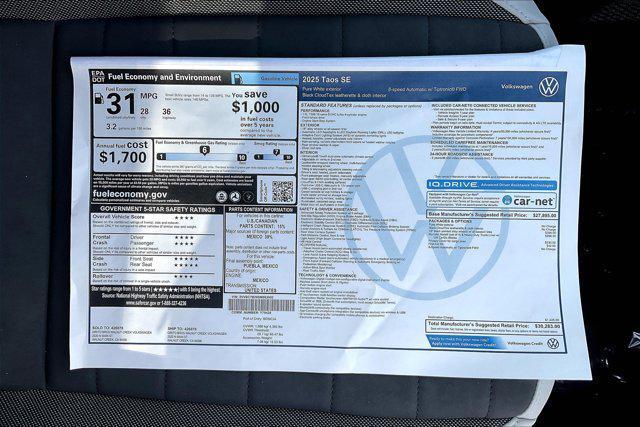 new 2025 Volkswagen Taos car, priced at $30,283