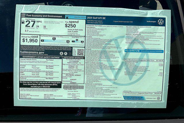 new 2025 Volkswagen Golf GTI car, priced at $40,828