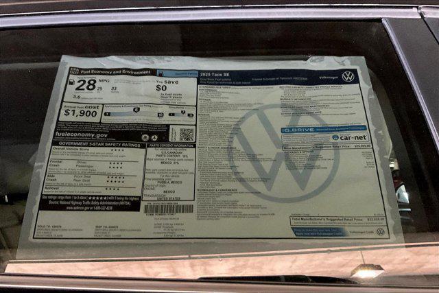 new 2025 Volkswagen Taos car, priced at $32,856