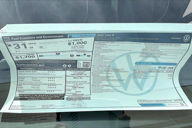 new 2025 Volkswagen Taos car, priced at $26,716