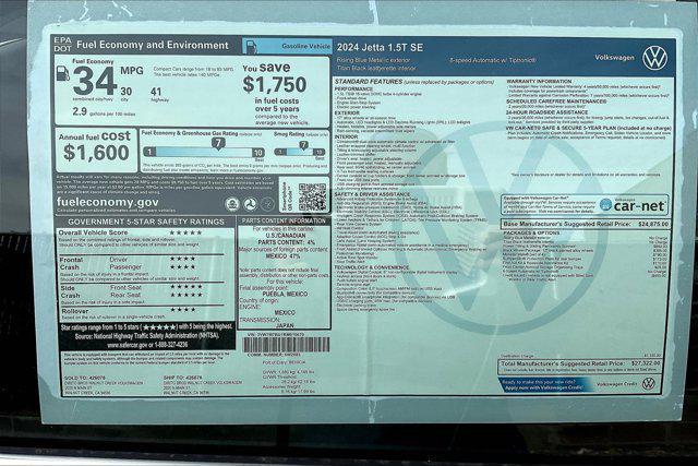 new 2024 Volkswagen Jetta car, priced at $27,322