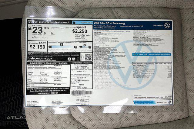new 2026 Volkswagen Atlas car, priced at $47,778