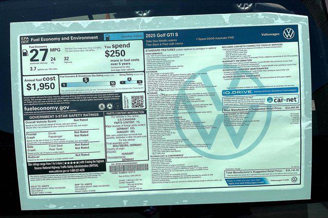 new 2025 Volkswagen Golf GTI car, priced at $34,143