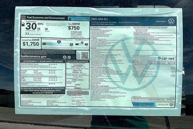 new 2025 Volkswagen Jetta GLI car, priced at $35,083