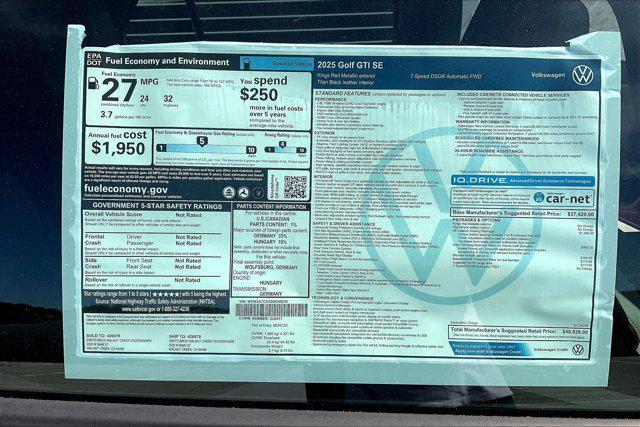 new 2025 Volkswagen Golf GTI car, priced at $40,828