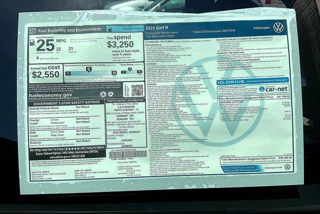 new 2025 Volkswagen Golf R car, priced at $49,309