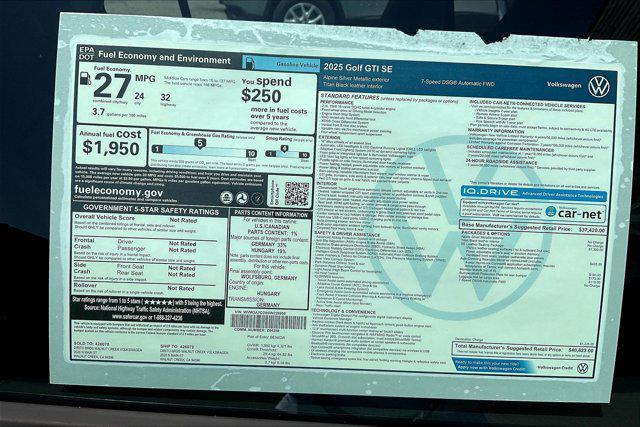 new 2025 Volkswagen Golf GTI car, priced at $40,823