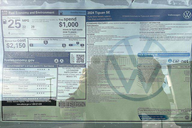 new 2024 Volkswagen Tiguan car, priced at $36,064