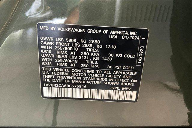 new 2024 Volkswagen Atlas car, priced at $53,151