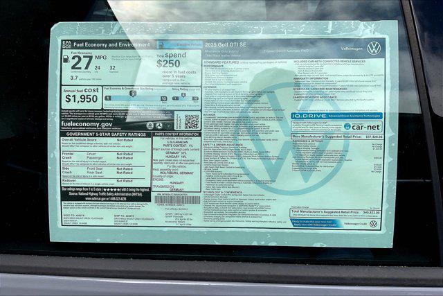 new 2025 Volkswagen Golf GTI car, priced at $40,823