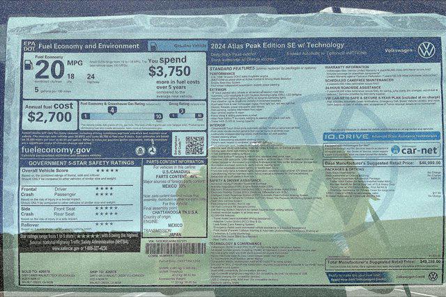 new 2024 Volkswagen Atlas car, priced at $49,288