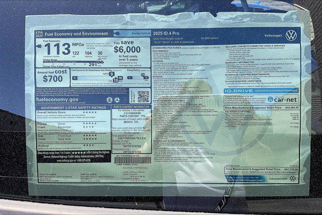 new 2025 Volkswagen ID.4 car, priced at $47,176