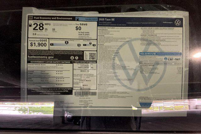 new 2025 Volkswagen Taos car, priced at $32,750