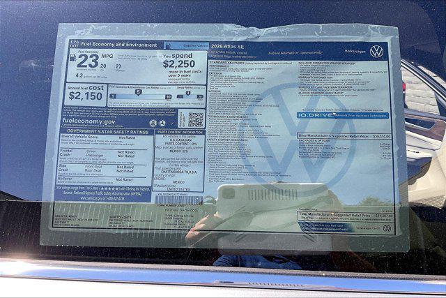 new 2026 Volkswagen Atlas car, priced at $41,367