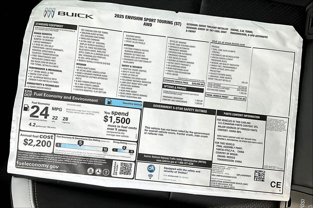 new 2025 Buick Envision car, priced at $40,237