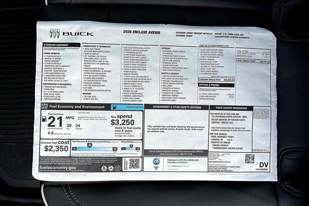 new 2026 Buick Enclave car, priced at $60,558