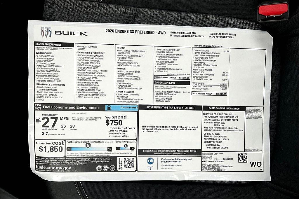 new 2026 Buick Encore GX car, priced at $30,709