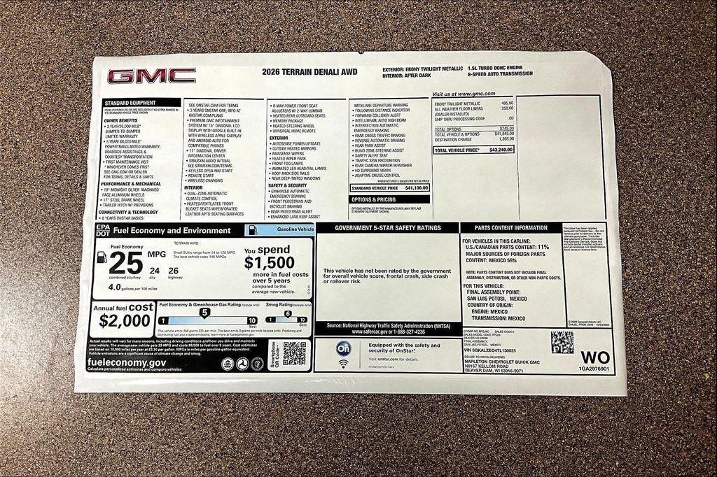 new 2026 GMC Terrain car, priced at $41,295