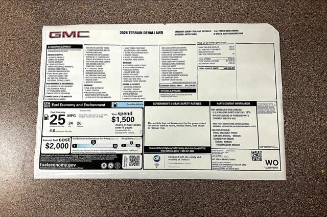 new 2026 GMC Terrain car, priced at $43,240
