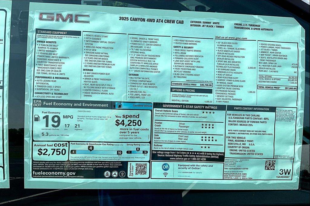 new 2025 GMC Canyon car, priced at $51,355