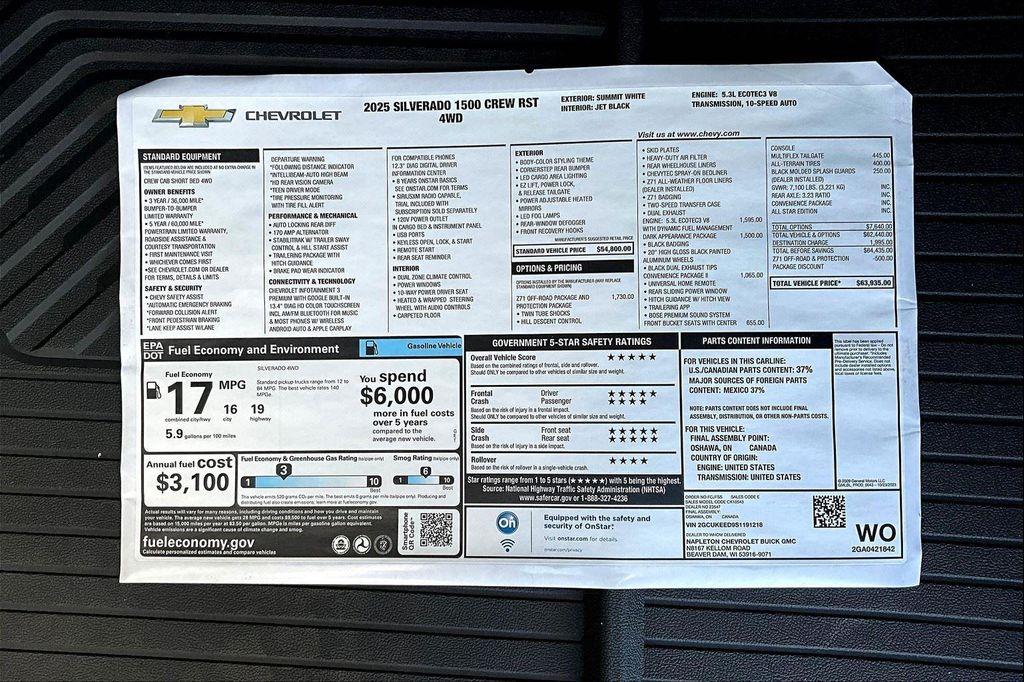 new 2025 Chevrolet Silverado 1500 car, priced at $54,292