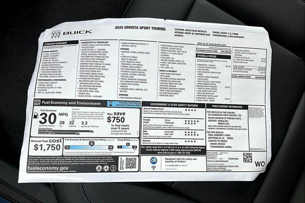 new 2025 Buick Envista car, priced at $27,754