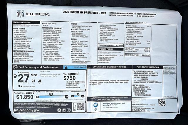 new 2026 Buick Encore GX car, priced at $32,130