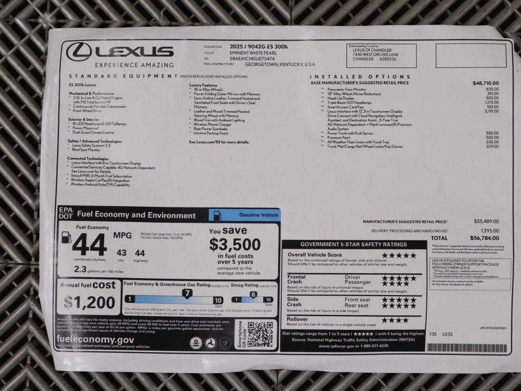 new 2025 Lexus ES 300h car, priced at $56,784