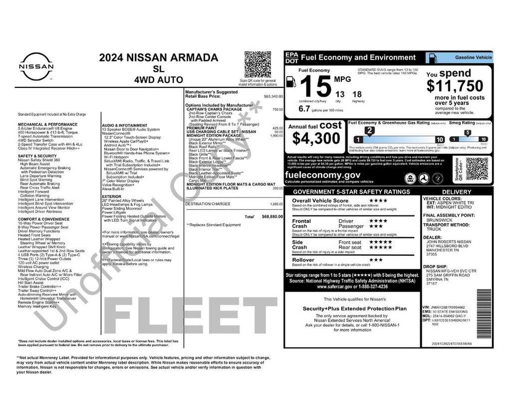 used 2024 Nissan Armada car, priced at $43,899