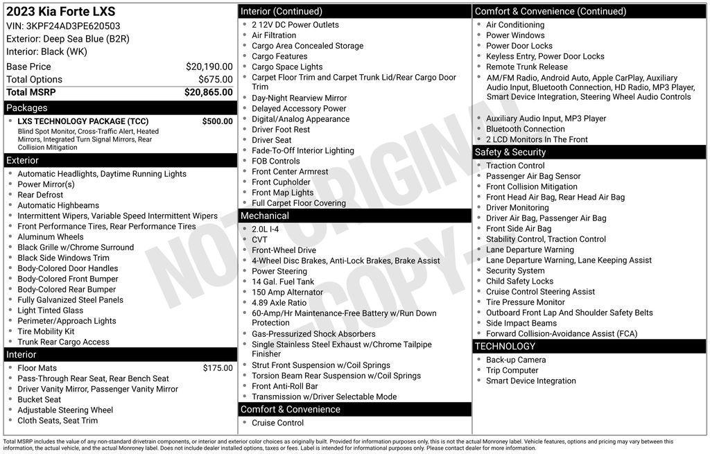 used 2023 Kia Forte car, priced at $18,365