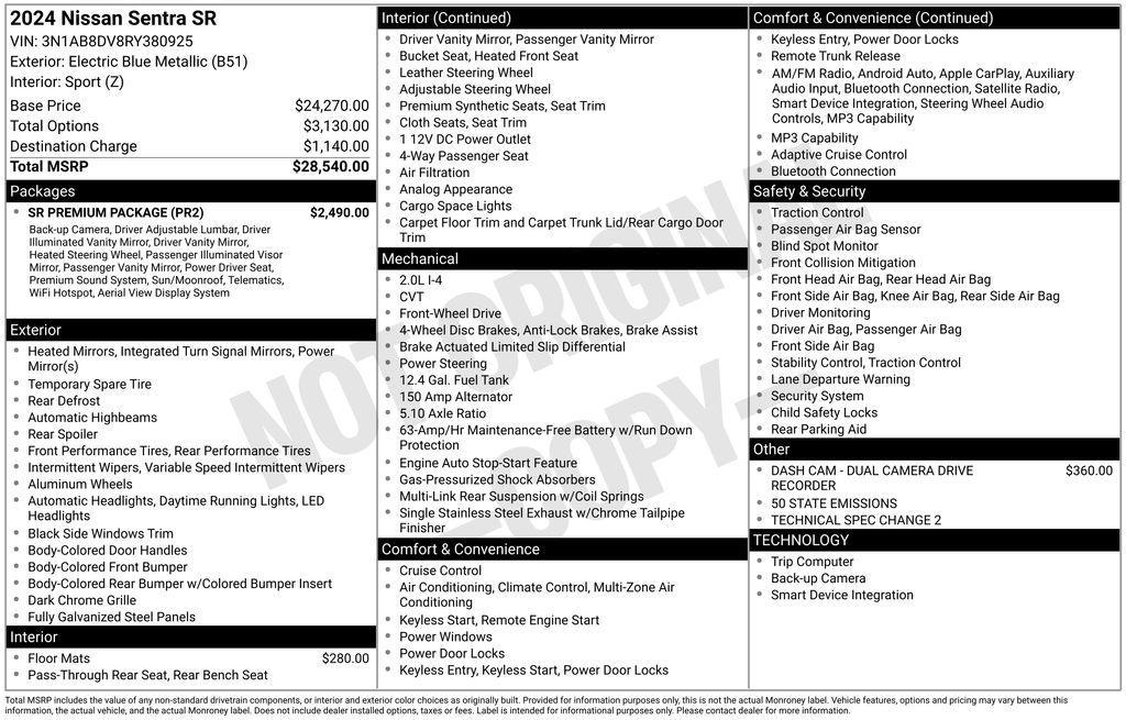 used 2024 Nissan Sentra car, priced at $21,999